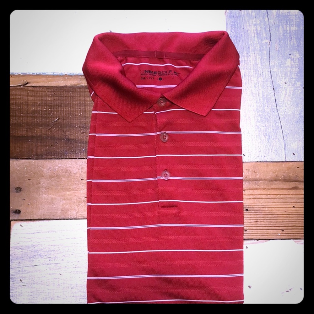 Large Nike red and white golf shirt